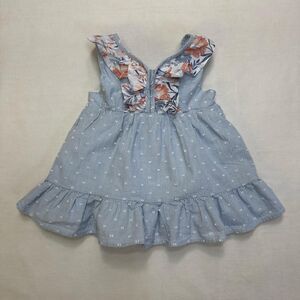 Tahari 3T Blue + White Striped Pinafore Toddler Dress Polka Dots Floral Ruffles